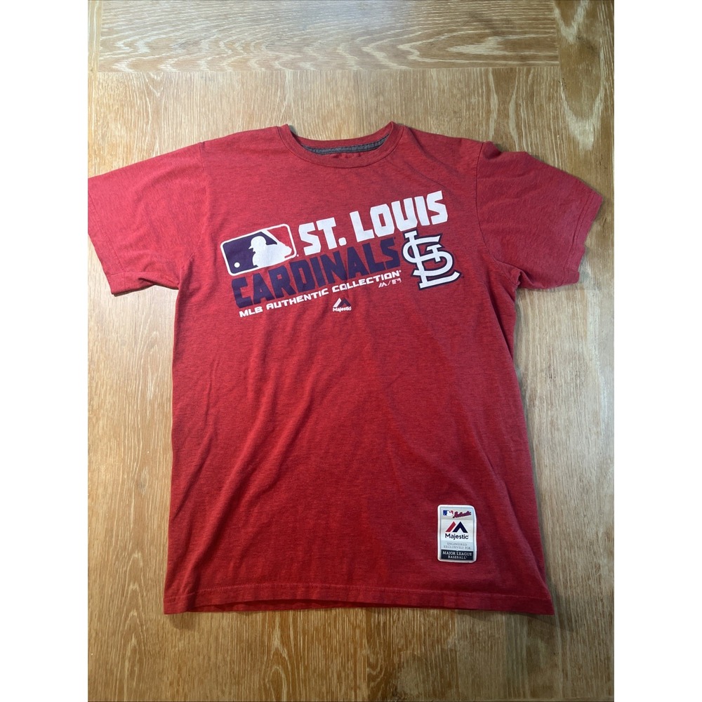 St Louis Cardinals Majestic MLB Men's Red Heather Short Sleeve T-shirt Medium